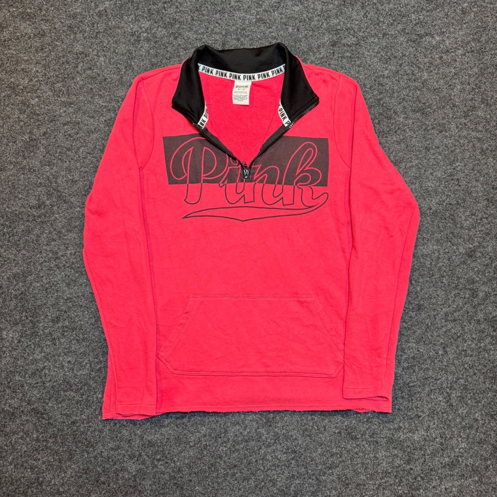 Pink Victoria's Secret Quarter Zip Pullover Sweatshirt Coral Pink XS